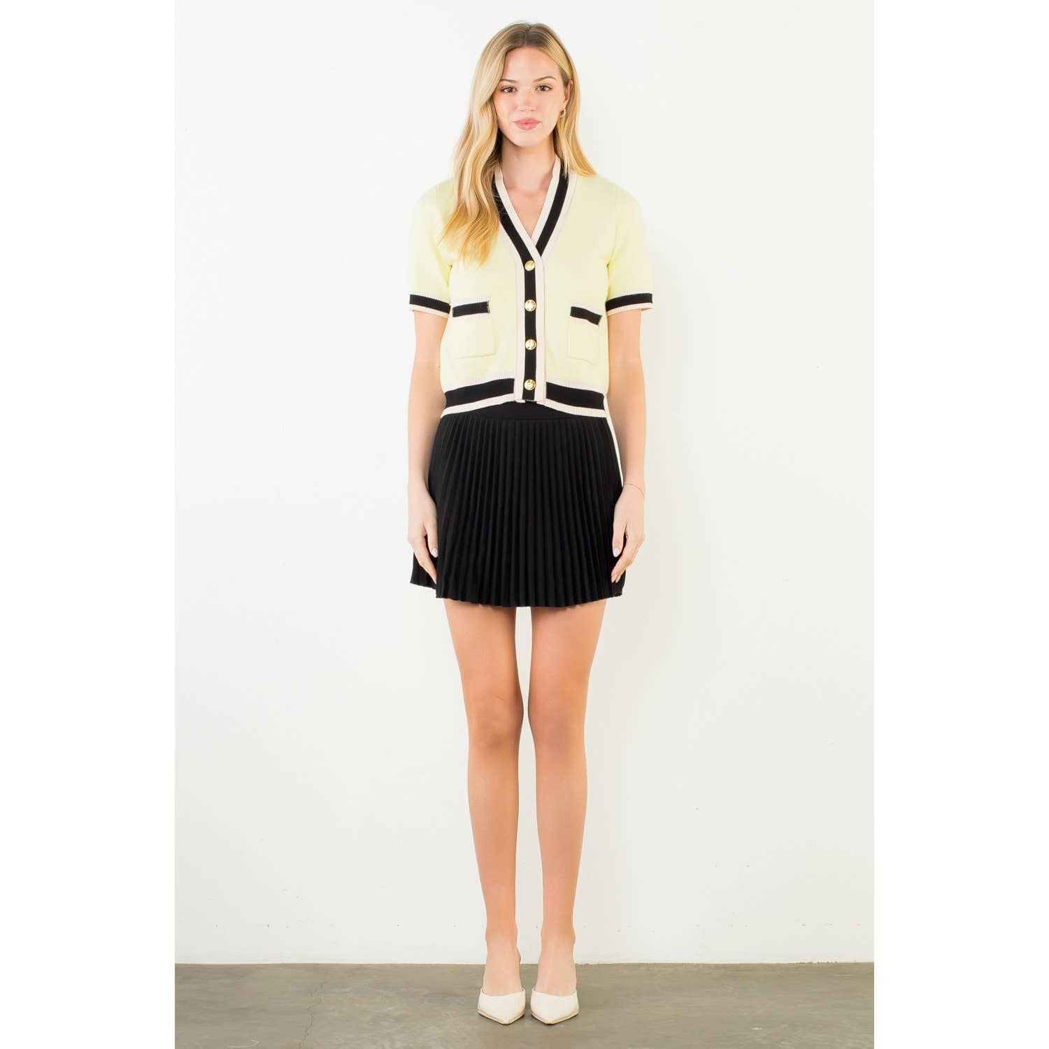 THML Short Sleeve Button Down Cardigan