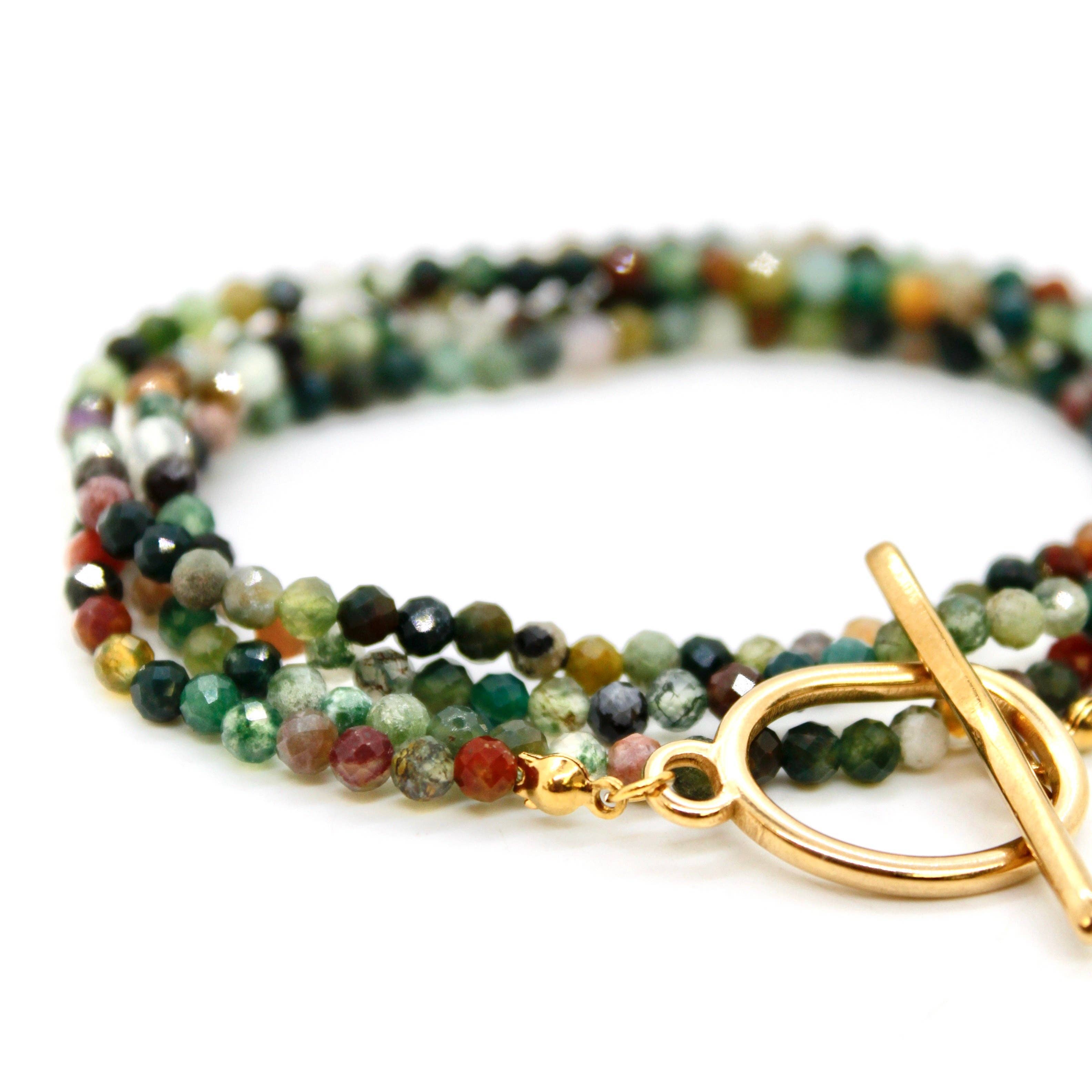 Lizou Luxury Faceted Long Indian Agate Convertible Necklace/Bracelet #33