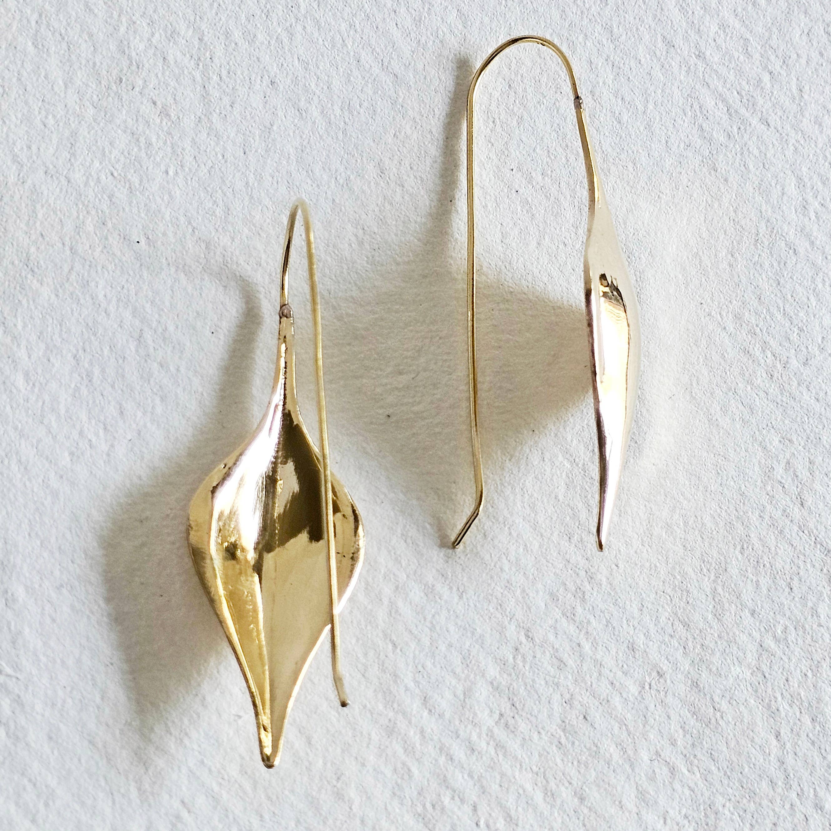 Bisjoux Brass Modern Leaf Earrings