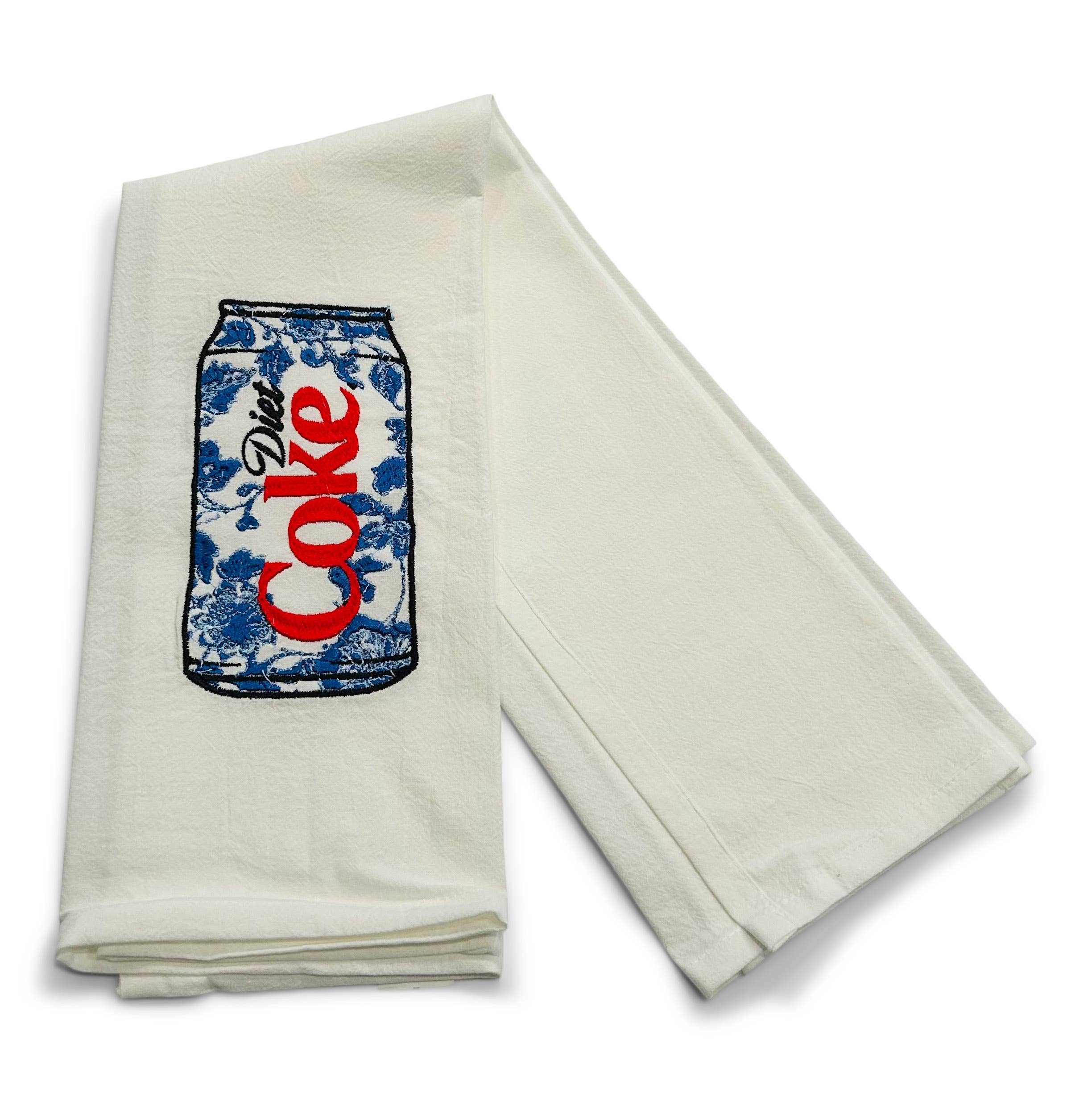 Vibrantly Blue Tea Towel - Chinoiserie Diet Coke/Coca Cola