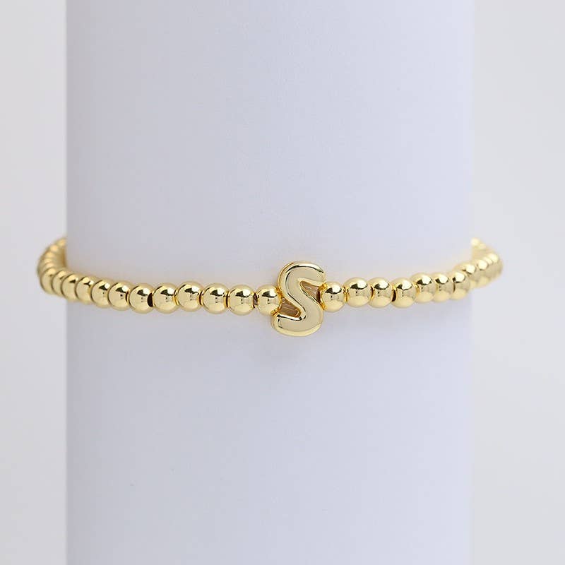 Josslyn Initial Monogram Bubble Stretch Bead Bracelet