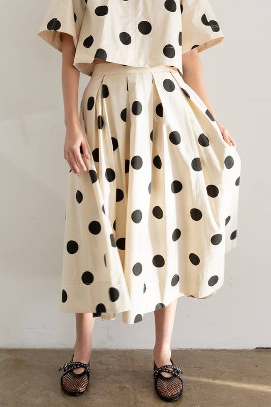 Heyson Polka Dot Pleated Midi Skirt JOS1021