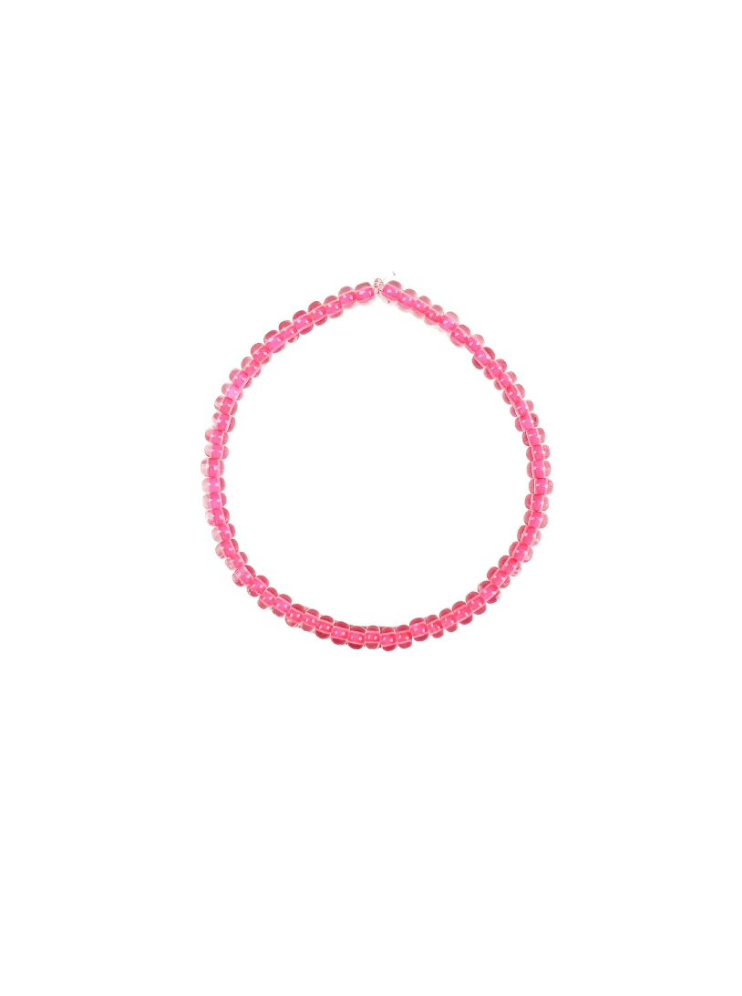 Twine & Twig Simple Seed Bracelet- Electric Pink