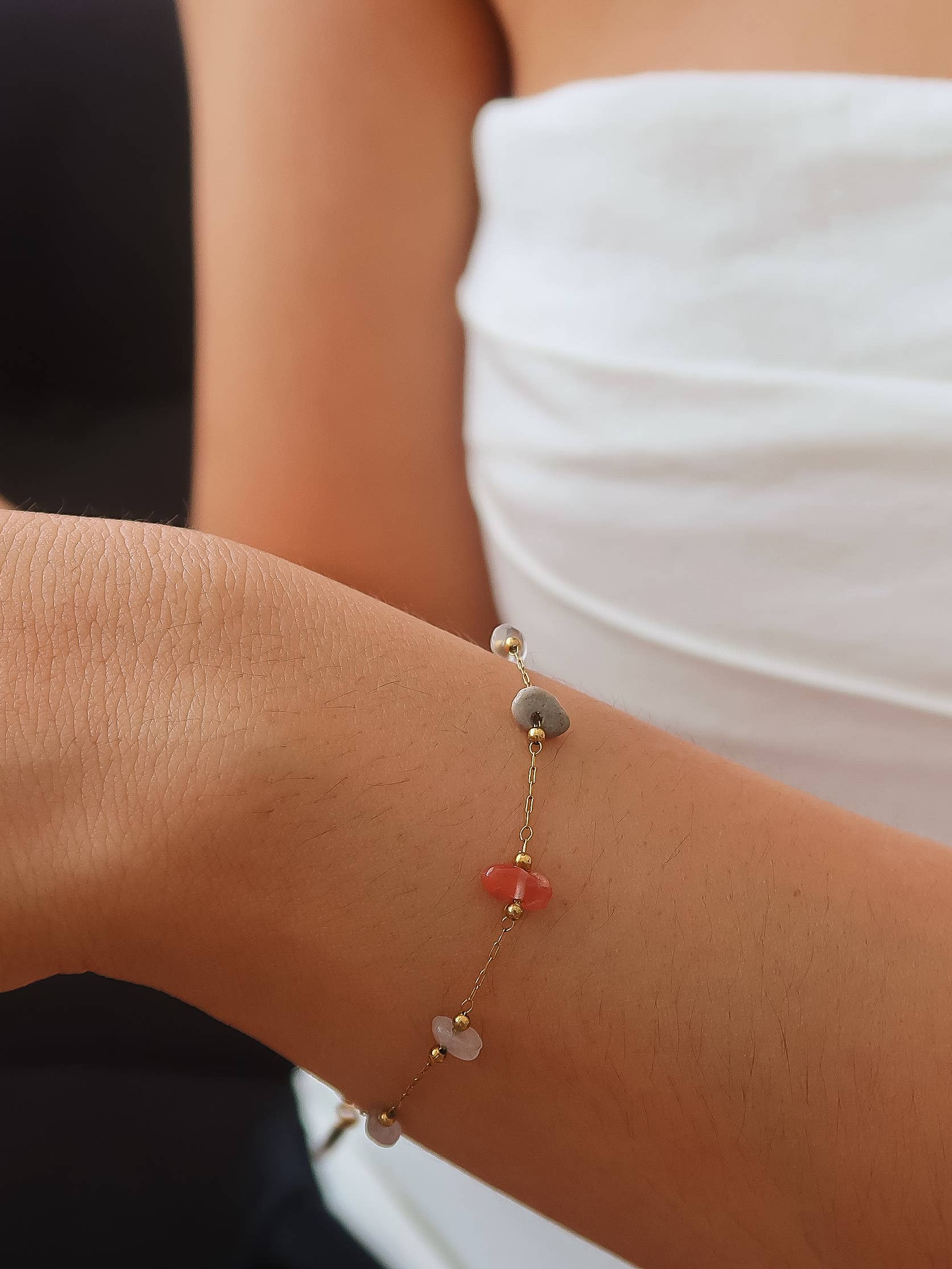 Flânerie Besse 18K Gold Multi Gemstone Necklace, Bracelet