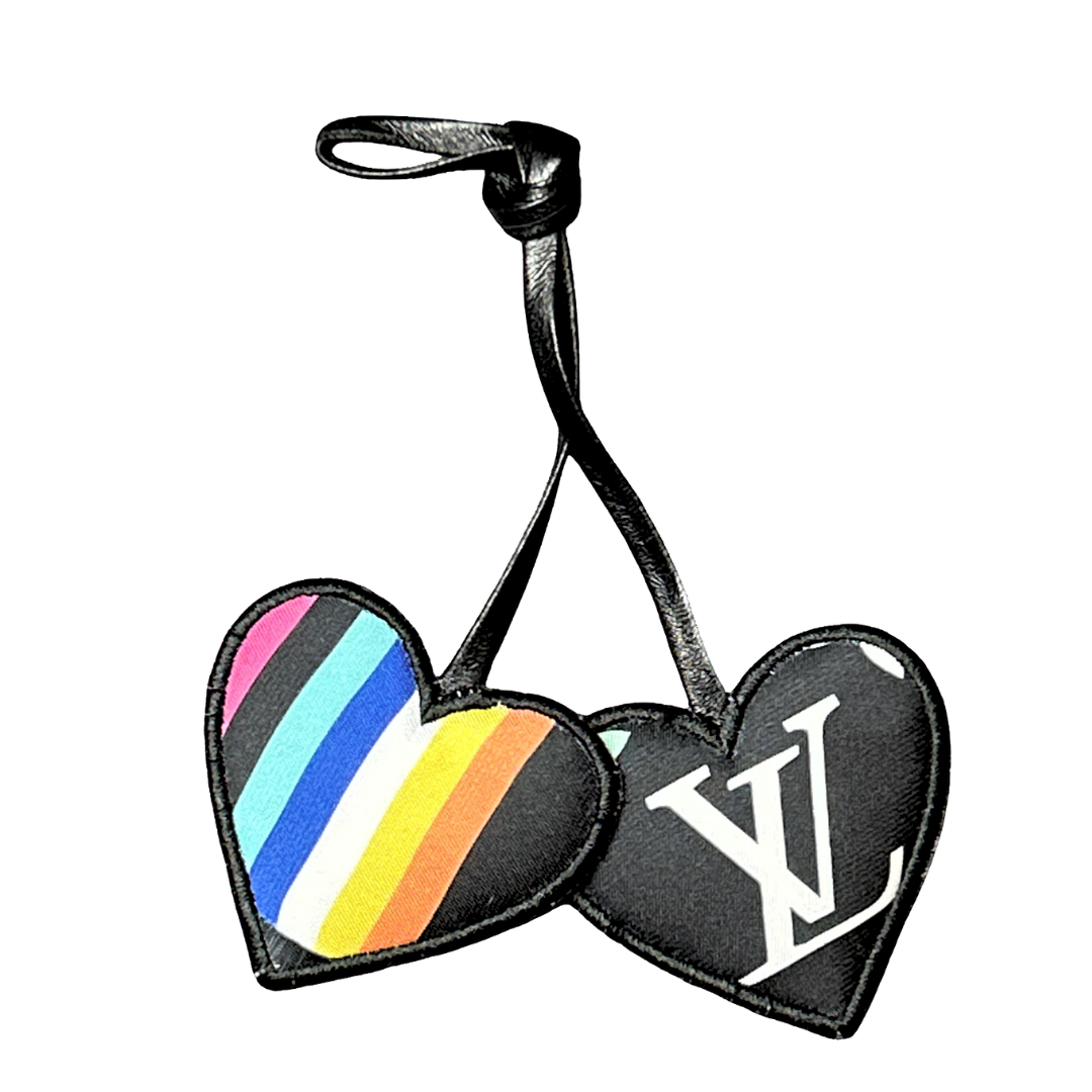 Vintage Luxe Up Louis Vuitton Monogram Multicolor Noir Scarf Heart Bag Charm