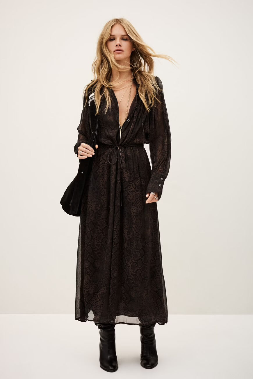 BA&SH Sahara Patterned Midi Dress