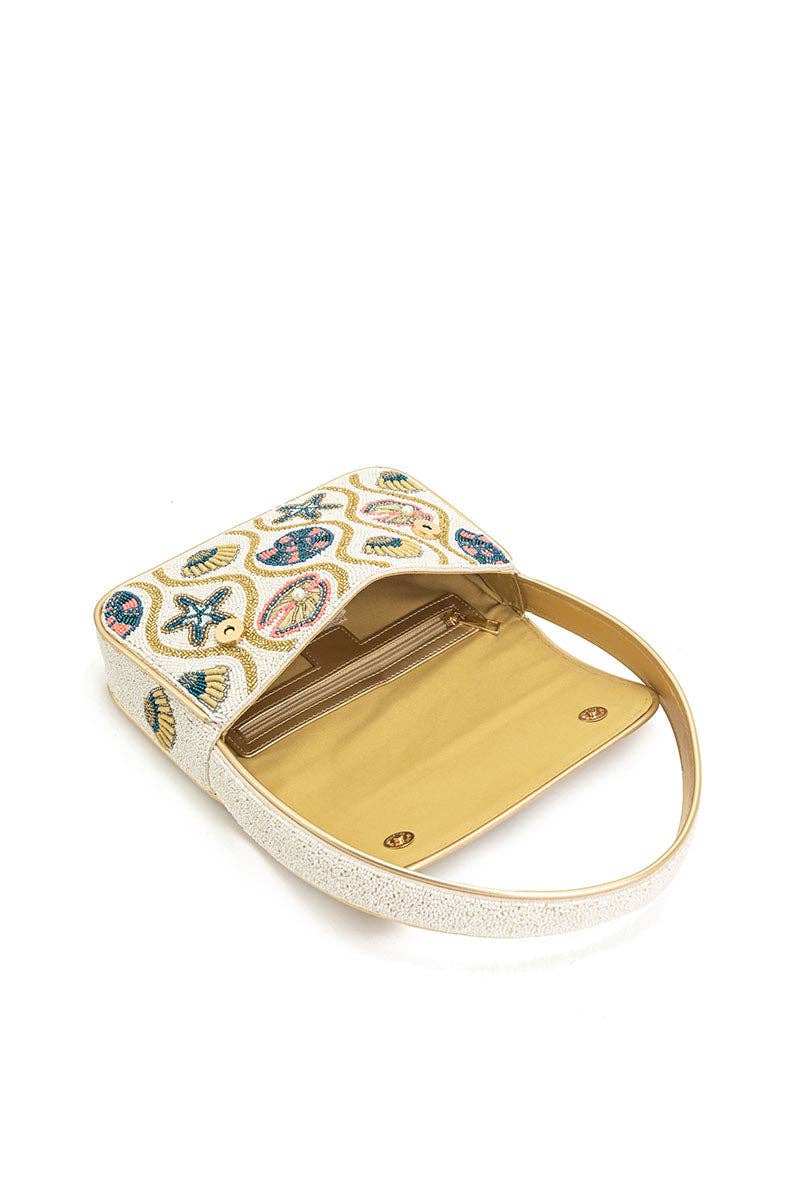 America & Beyond Sunlit Shore Embellished Beaded Shoulder Bag