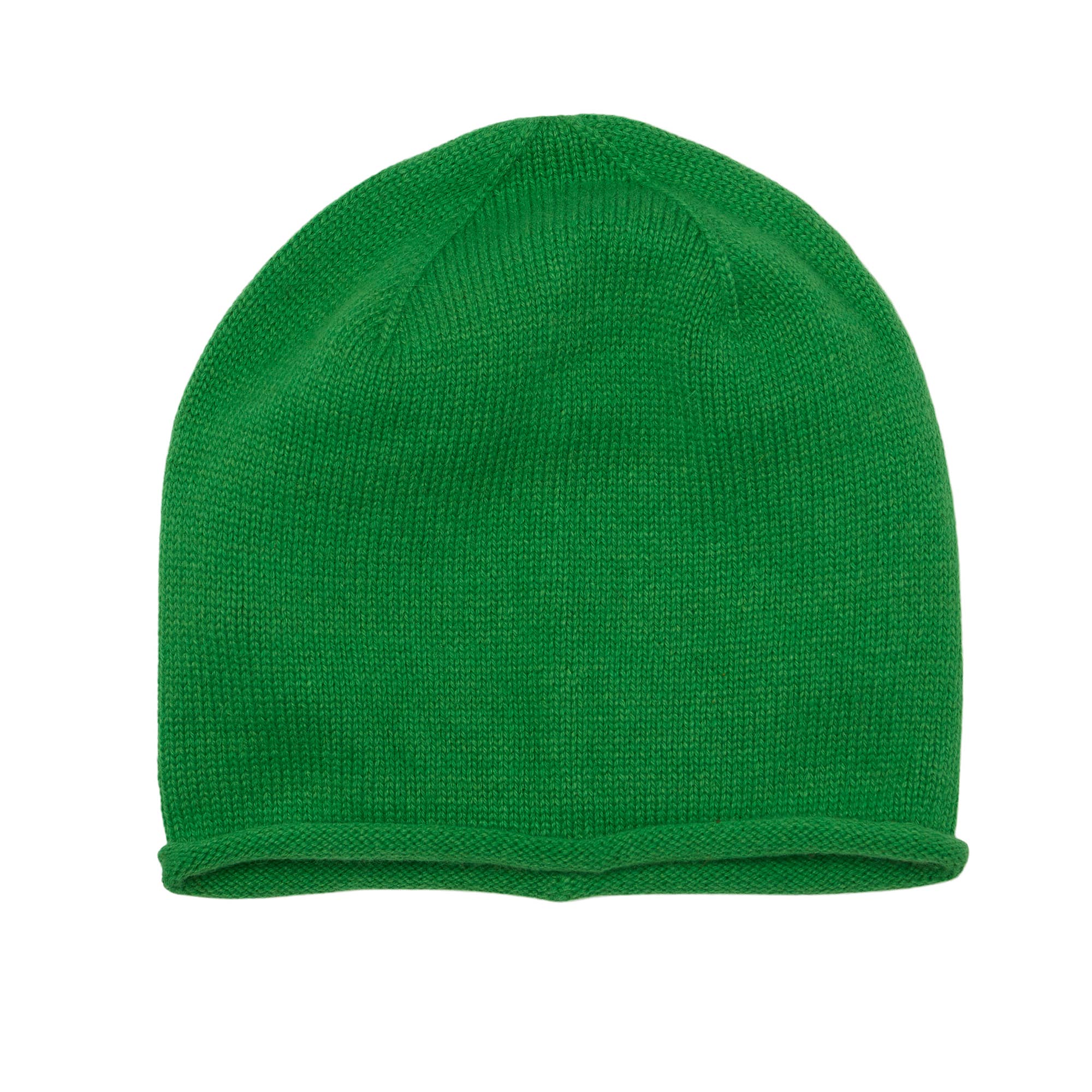 Somerville Cashmere Plain Knit Beanie - Bright Green