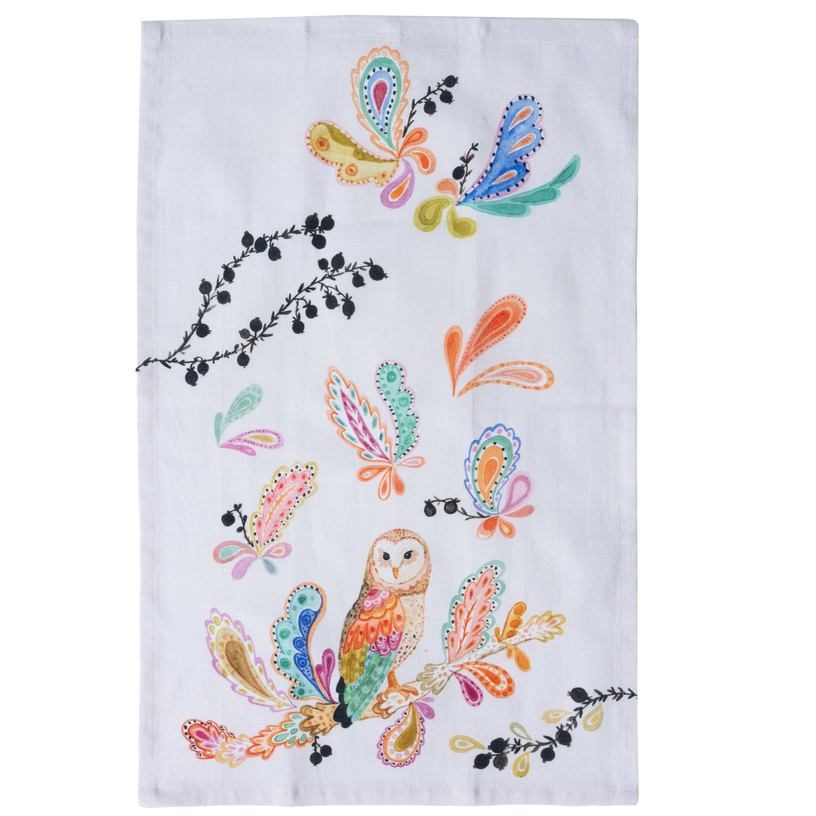 Betsy Olmsted Tea Towel- Paisley Barn Owl