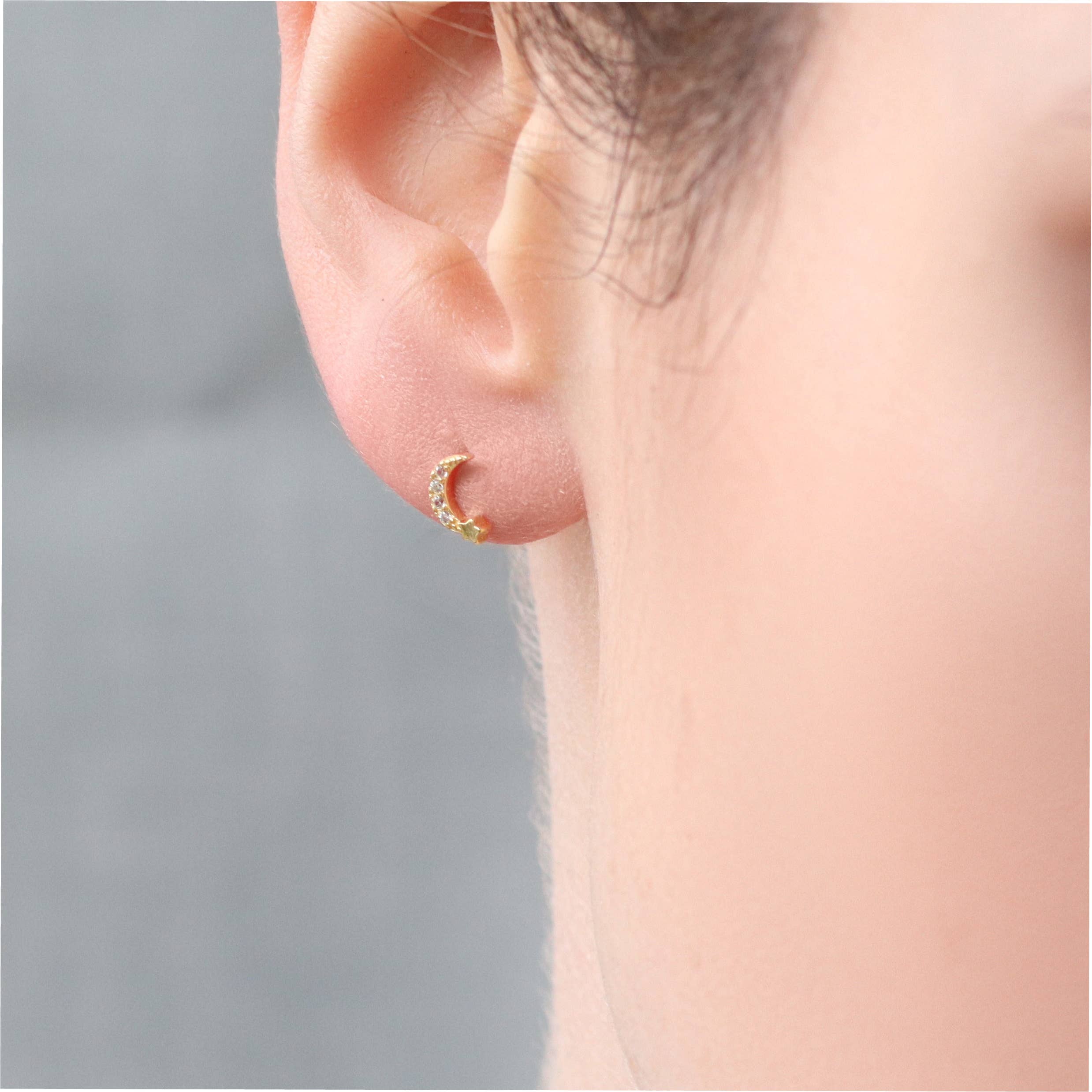 Silk Purse, Sow’s Ear Gold Vermeil Moon Stud Earrings