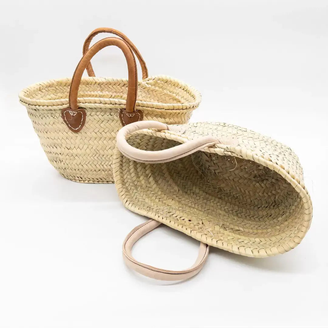 French Market Bags Basket Straw Bag with Leather #1