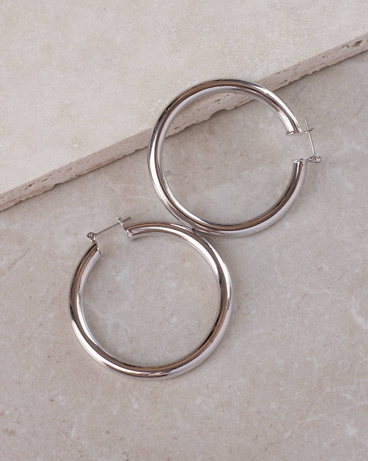 Luv AJ Amalfi Tube Hoops- Silver