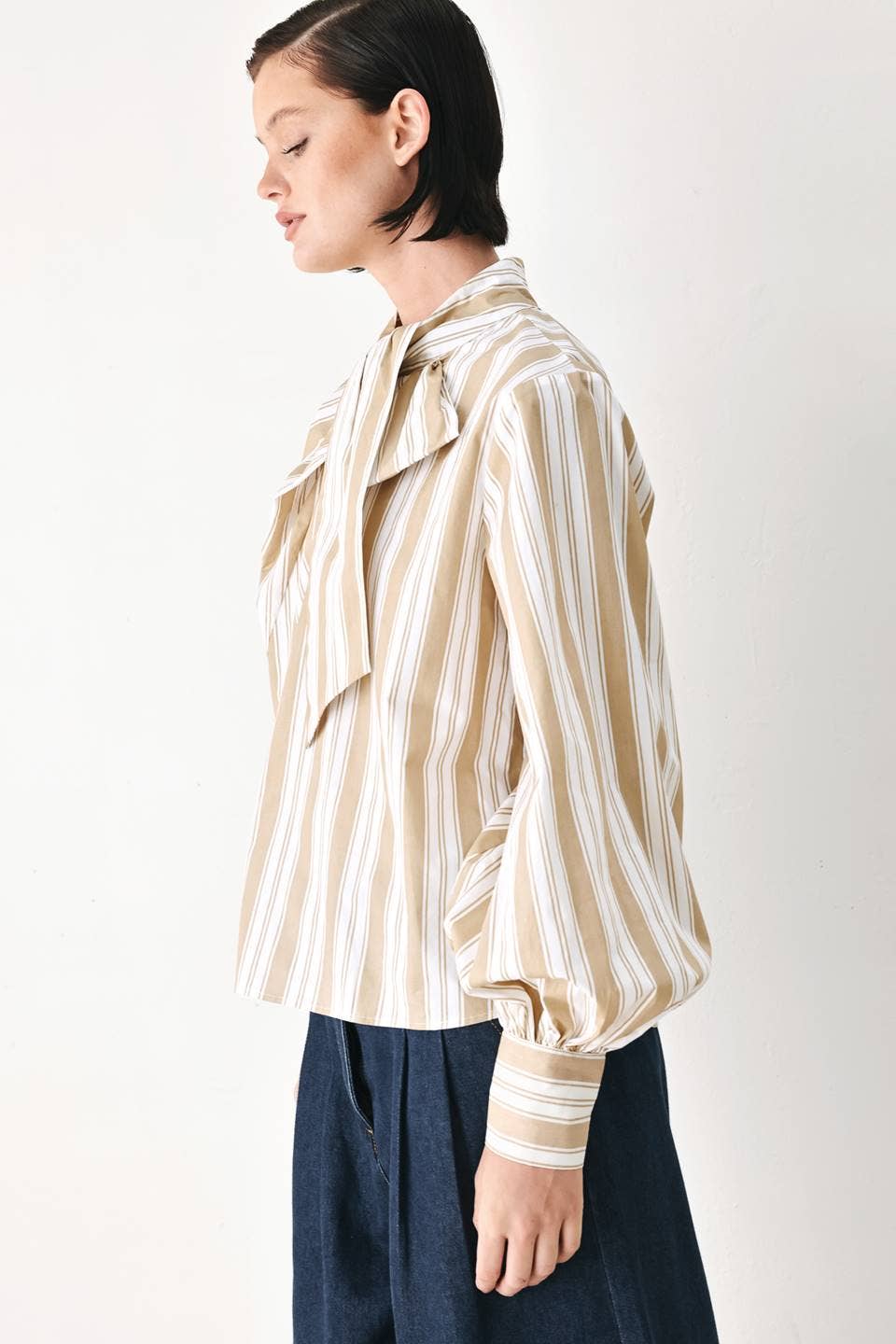 Flying Tomato Striped Woven Bow Top  FT2115