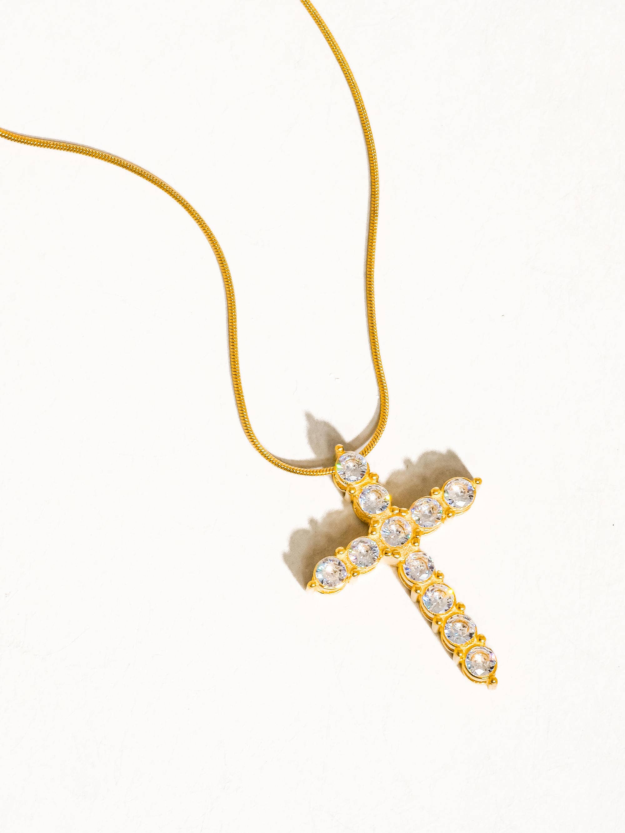 Flanerie Raeven 18K Gold Non-Tarnish CZ Cross Necklace