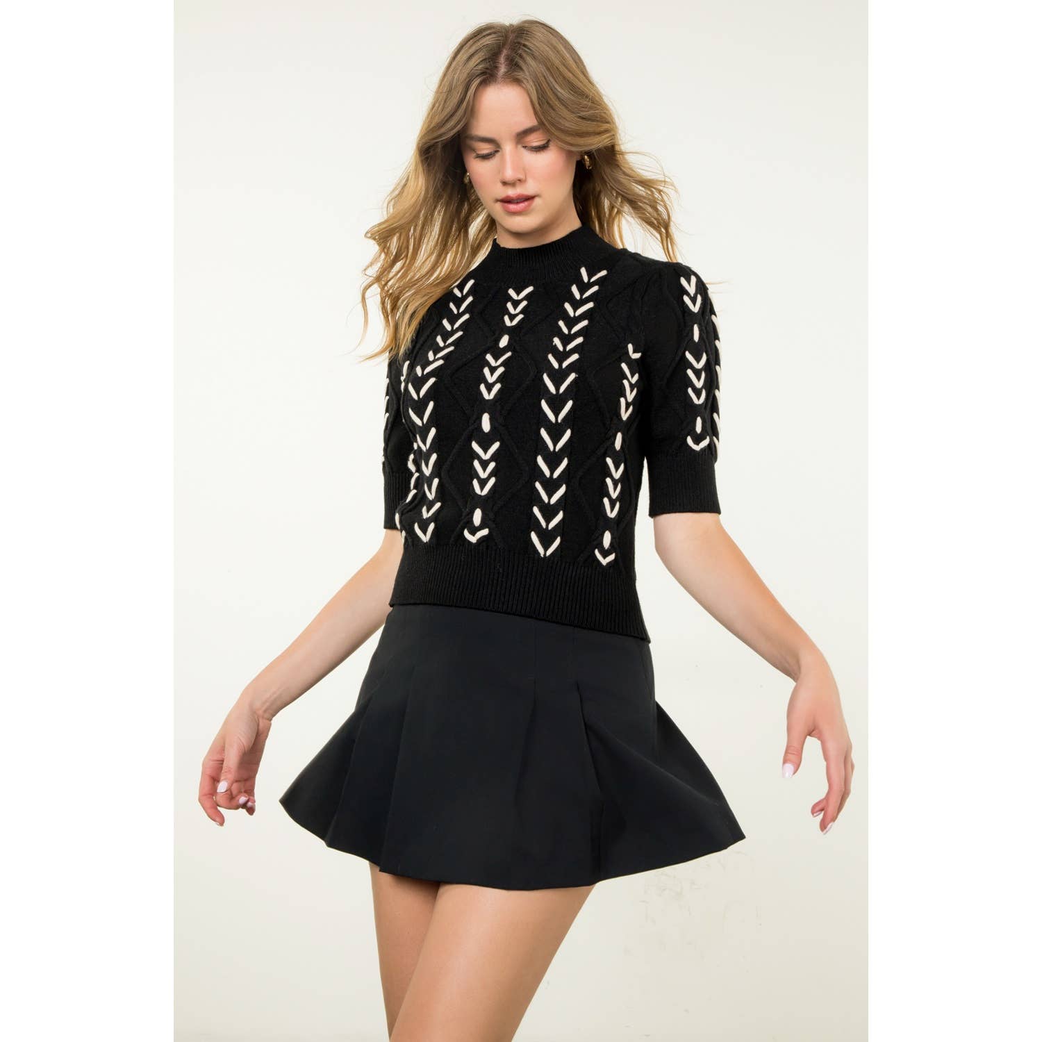 THML Short Sleeve Knit Top