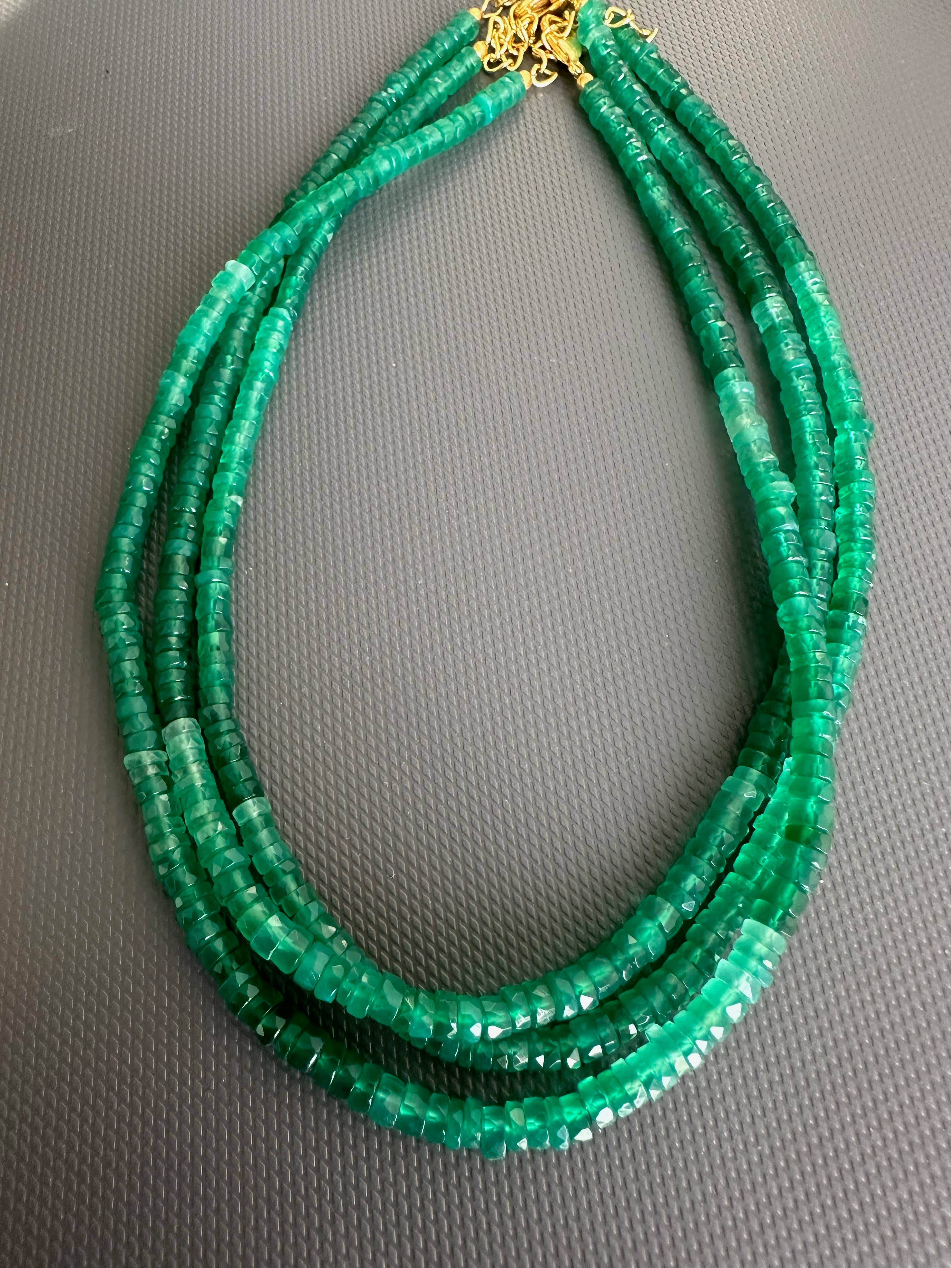 Anokhi Green Onyx Ombre Necklace | Green Gemstone Bead Necklace NKB37