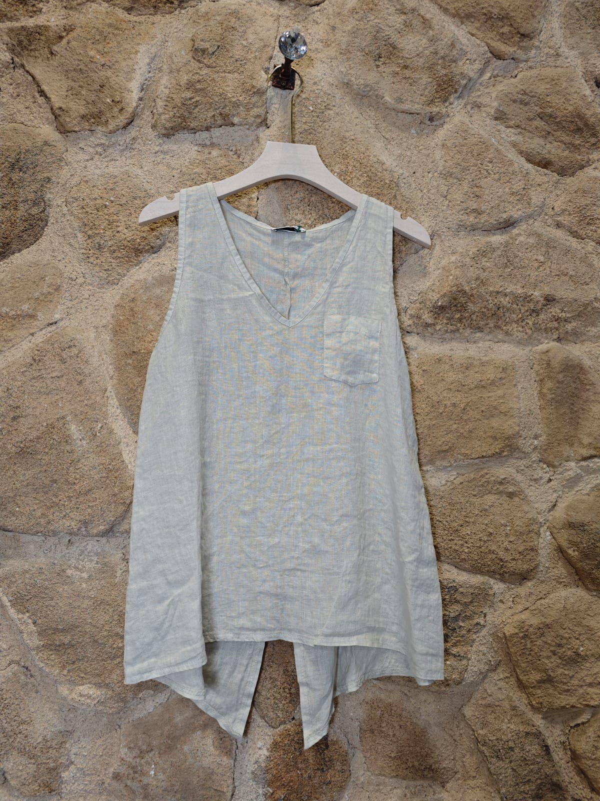 European Linen V-Neck Tank Top 8190
