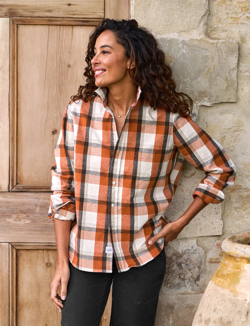 Frank & Eileen Eileen Relaxed Button Up Shirt - Pumpkin/Brown Plaid