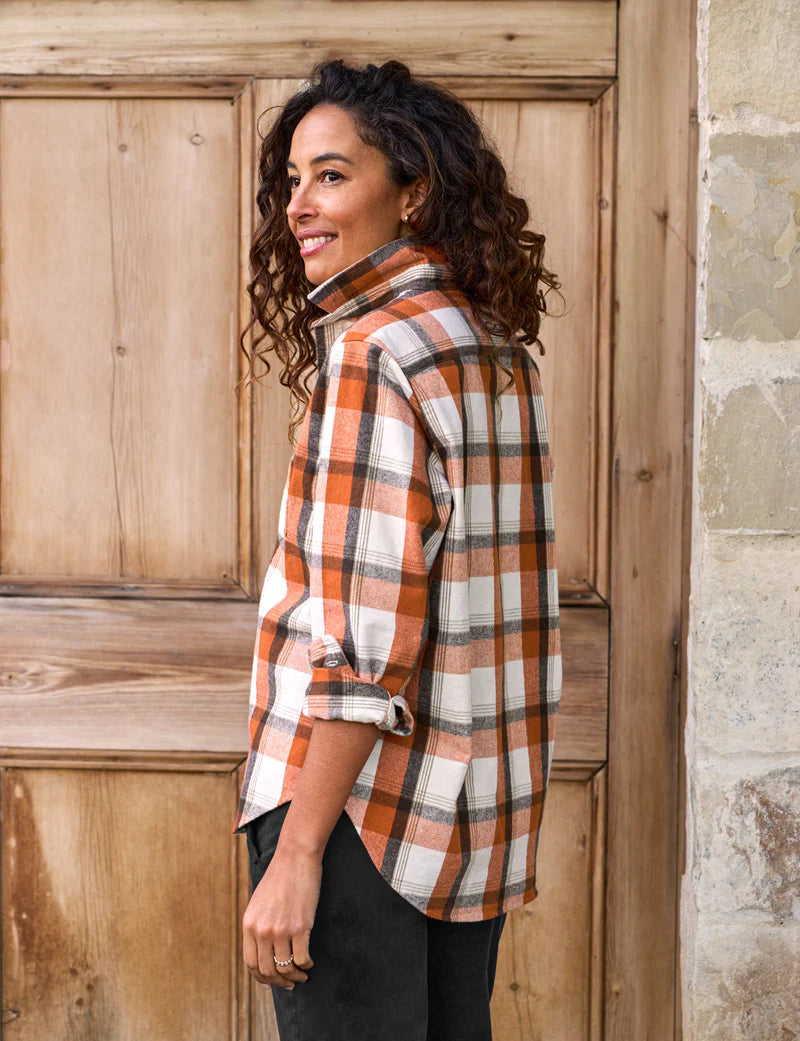 Frank & Eileen Eileen Relaxed Button Up Shirt - Pumpkin/Brown Plaid