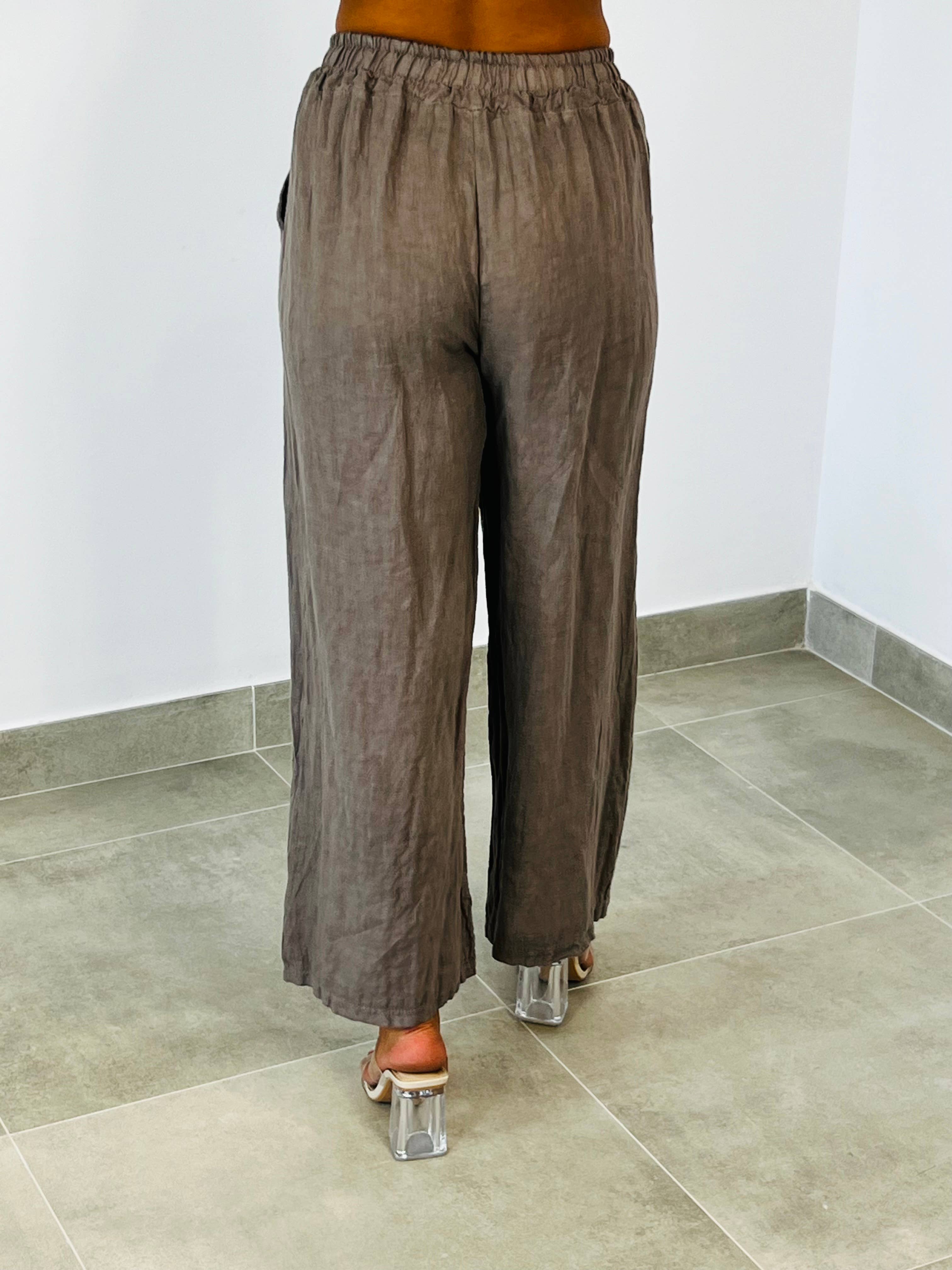 European Linen Straight Leg Pants 15837