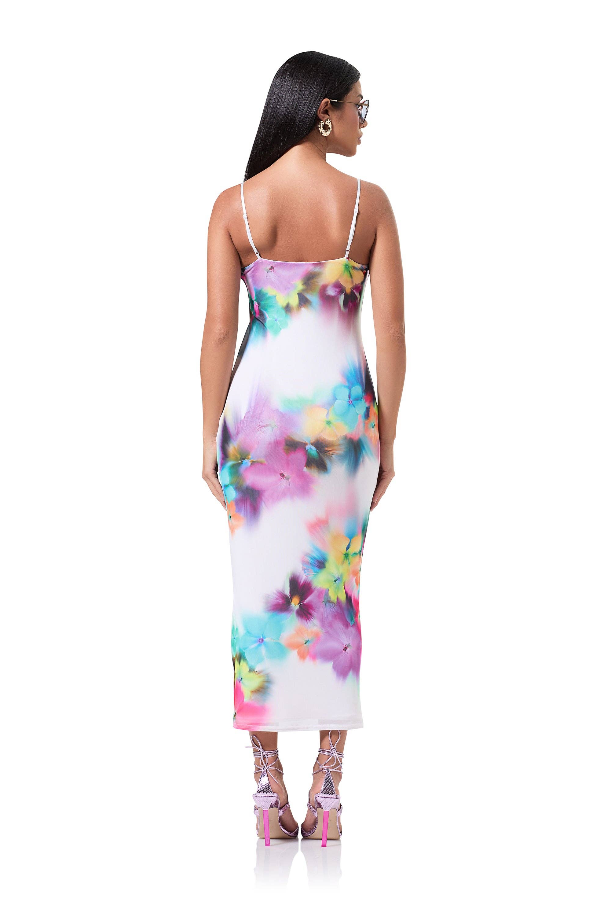 AFRM Amina Mesh Dress - Blur Pansy