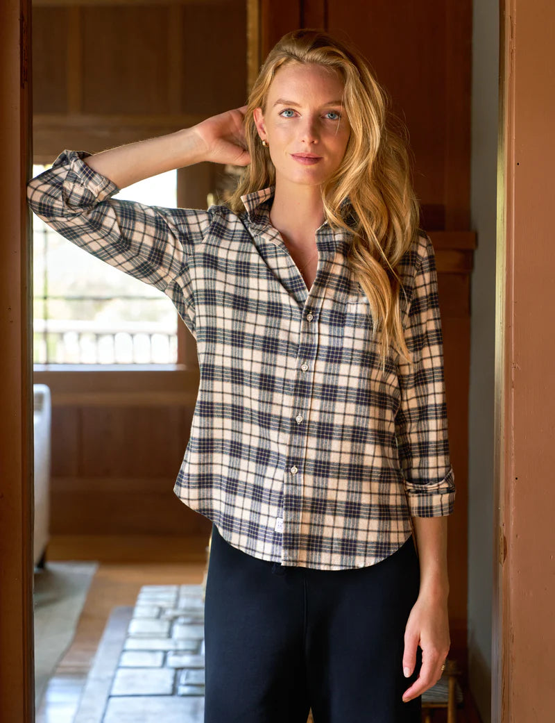 Frank & Eileen Barry Tailored Button Up - Heather Navy Plaid