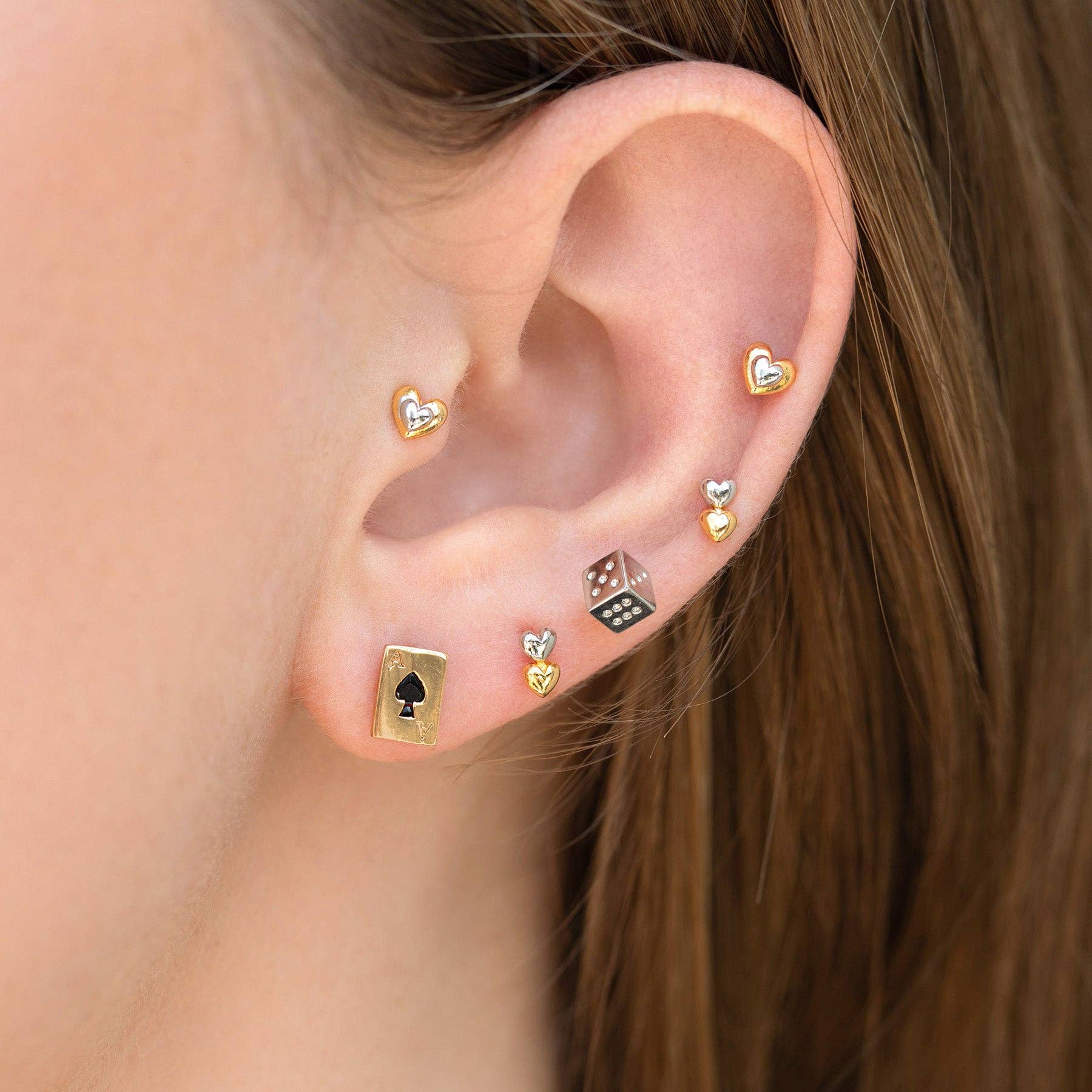 Girls Crew With Love Two Tone Studs