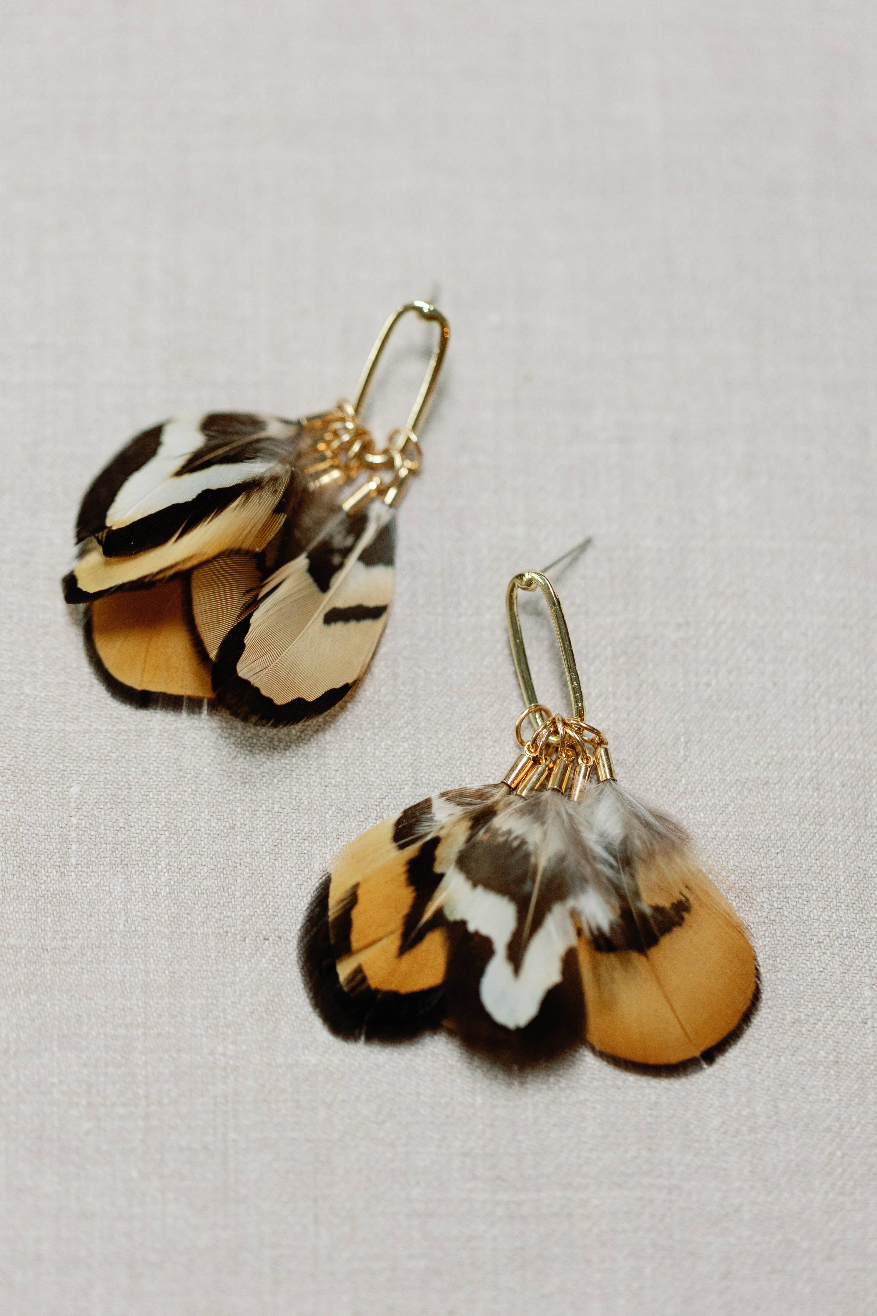 St. Armands Quail Feather Statement Tassel Earrings SAD200