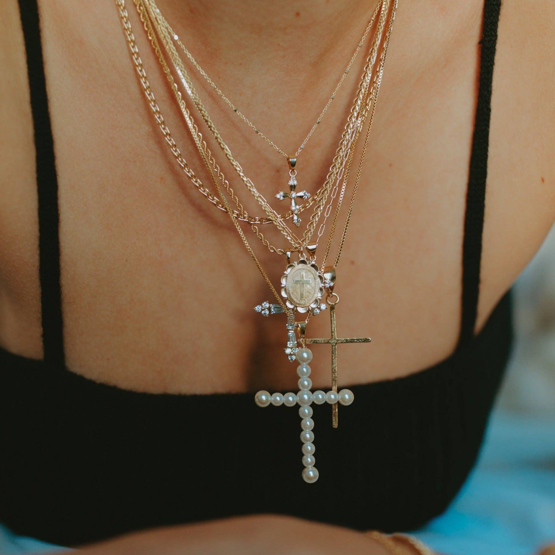 Joy Dravecky Vivian Pearl Cross Necklace