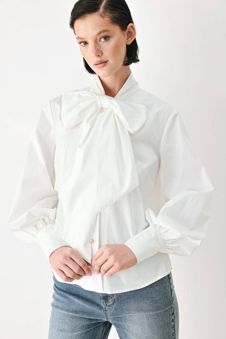 Flying Tomato Solid Woven Bow Top FT2144