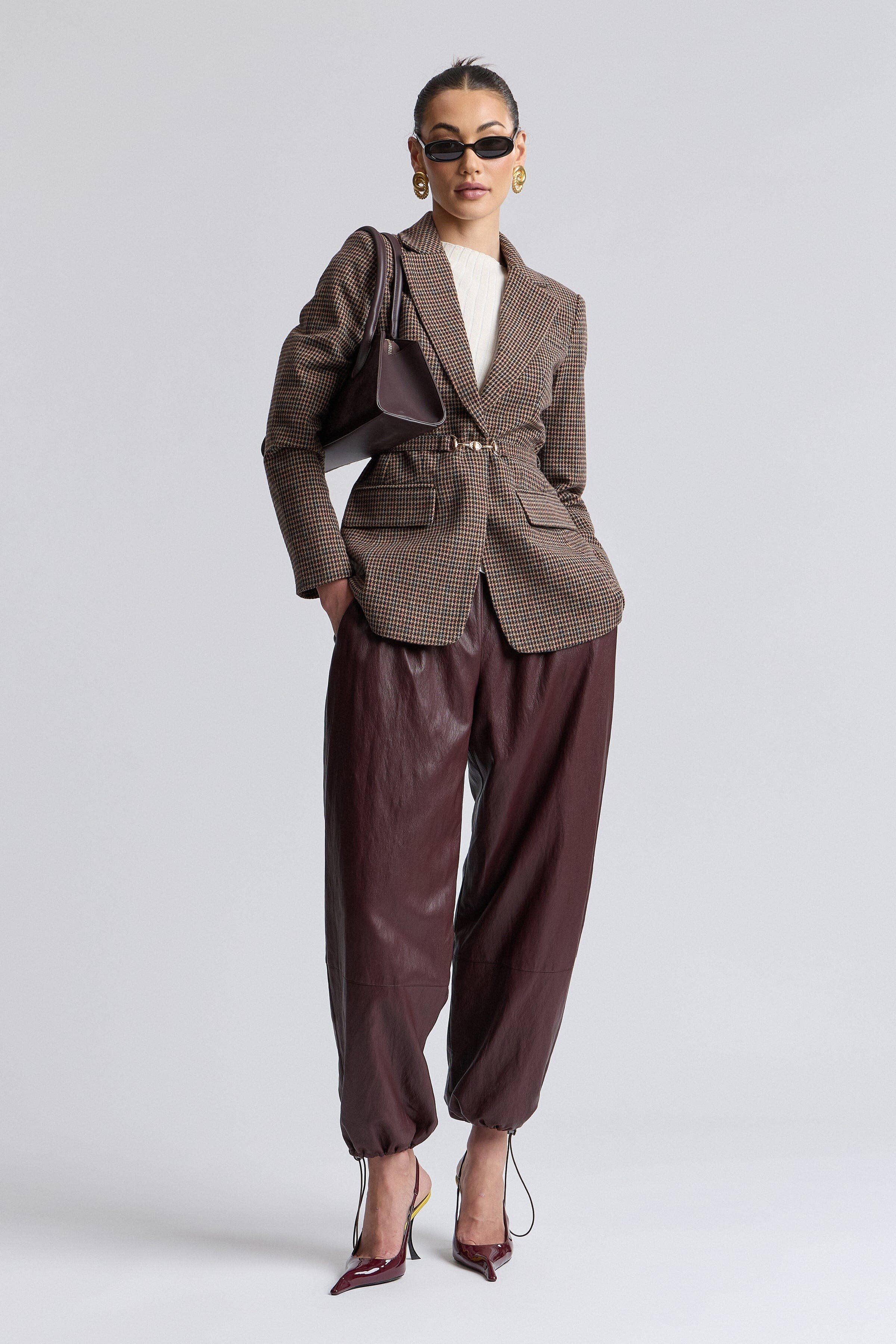 Avec Les Filles Houndstooth Belted Blazer 86686