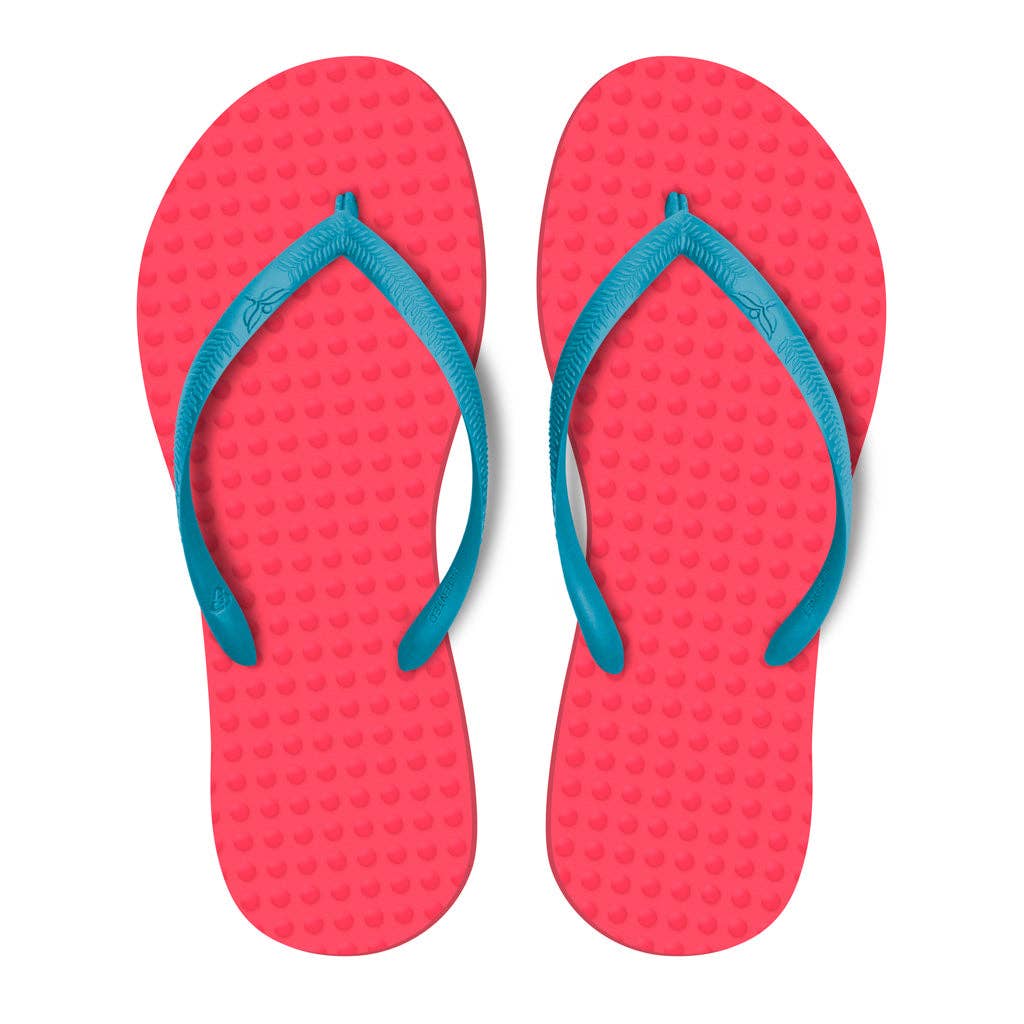 Green Sustainable Flip Flops Watermelon with Turquoise Straps