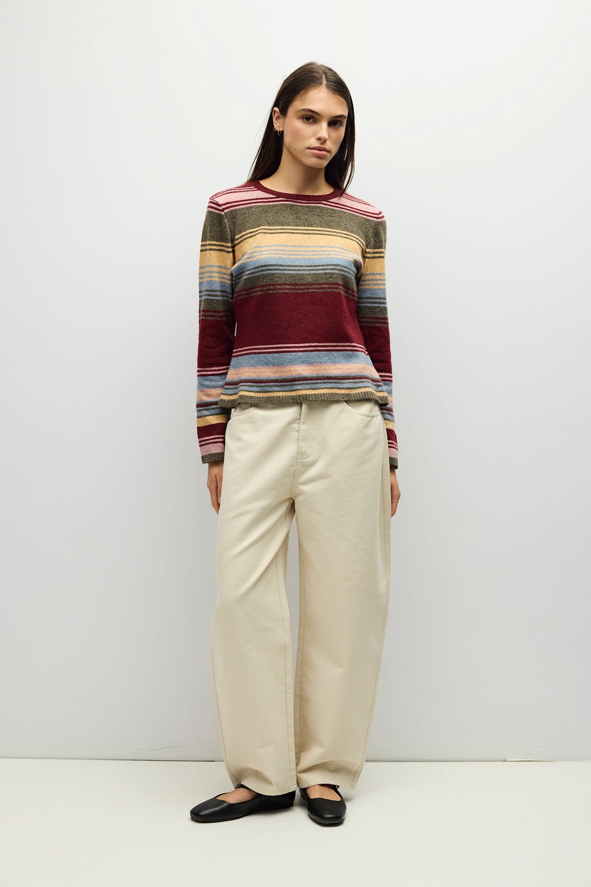 All Row The Natasha Sweater | Multi Stripe Relaxed Brushed Knit