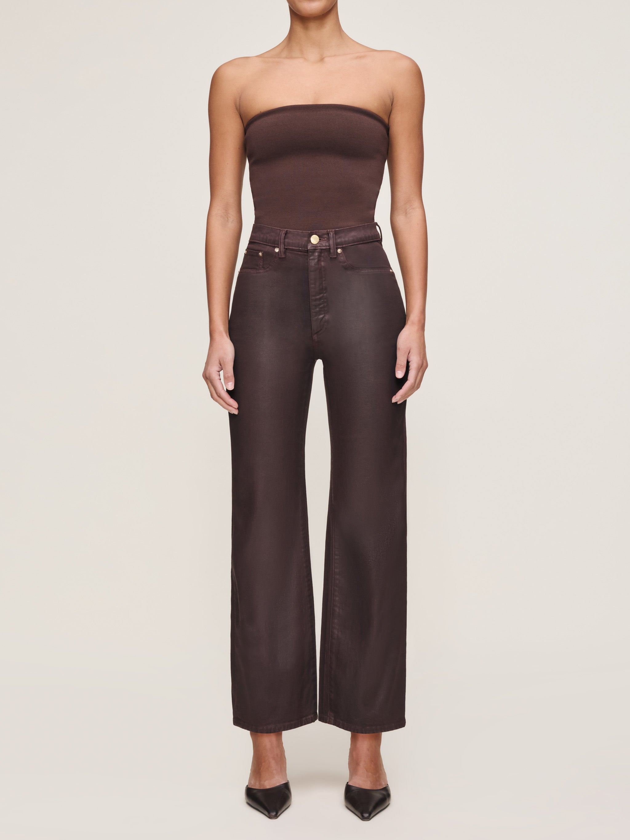 DL1961 Karmine Refined Wide Leg in Fig Coated 14138