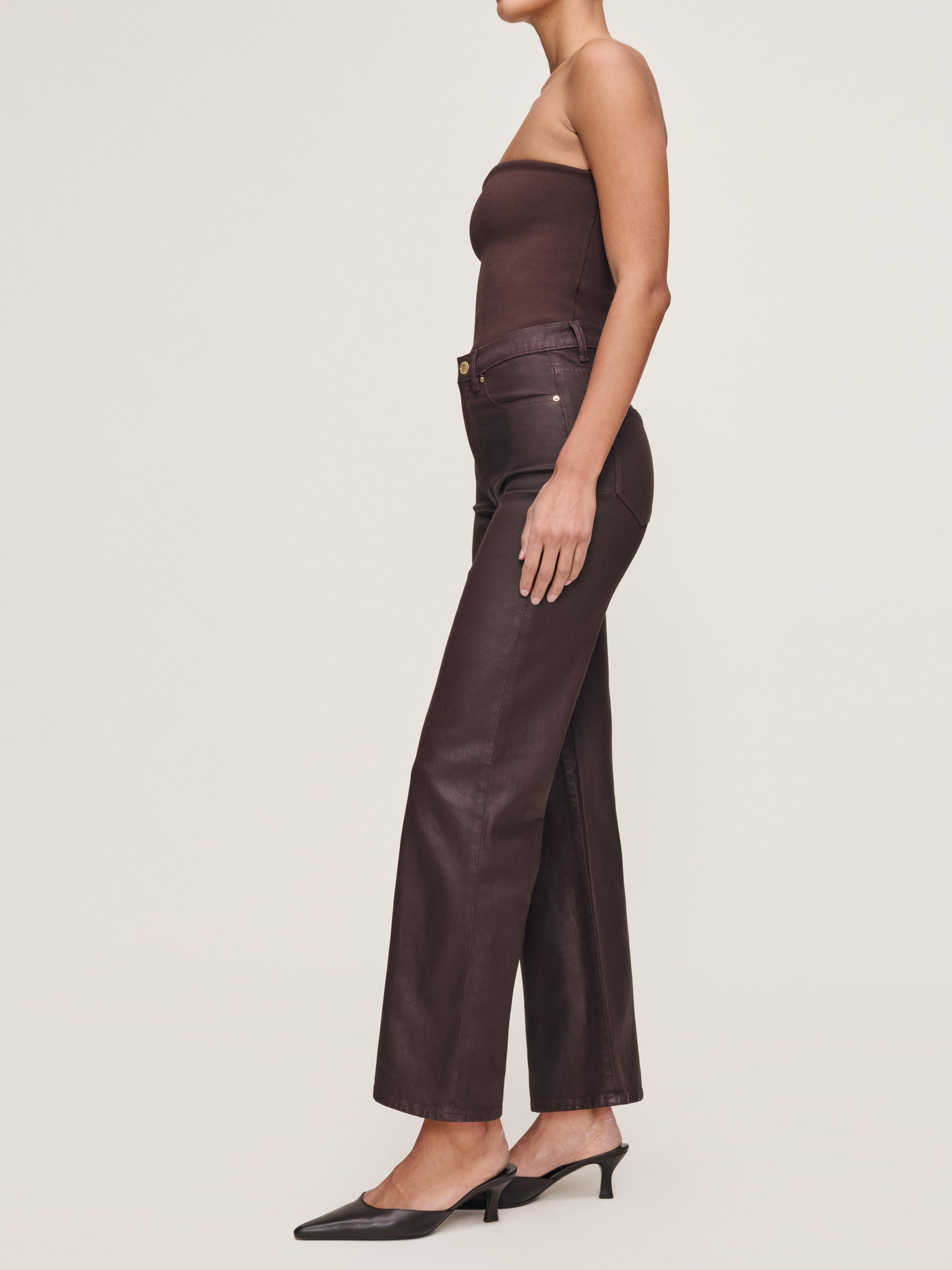 DL1961 Karmine Refined Wide Leg in Fig Coated 14138