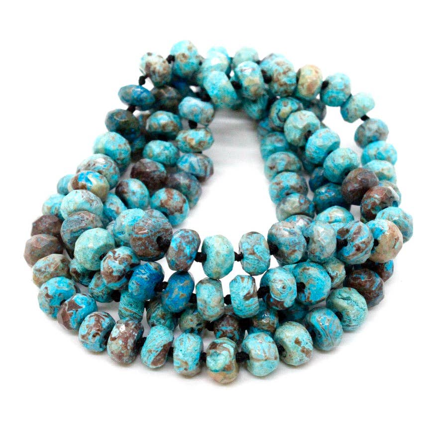 Lizou Hand-Knotted Long Faceted Jasper Beaded Necklace #2