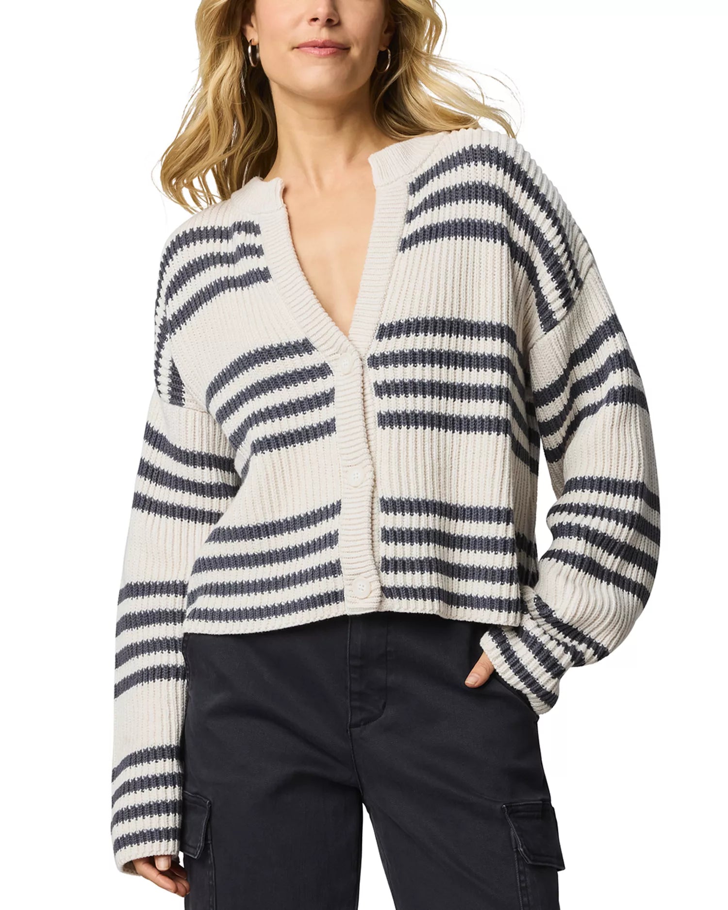 Splendid Alexandra Stripe Cardigan Moonstone/Ink RW5K911