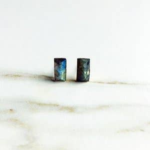 Leslie Francesca Labradorite Rectangle Studs