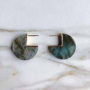 Leslie Francesca Labradorite Coin Earrings