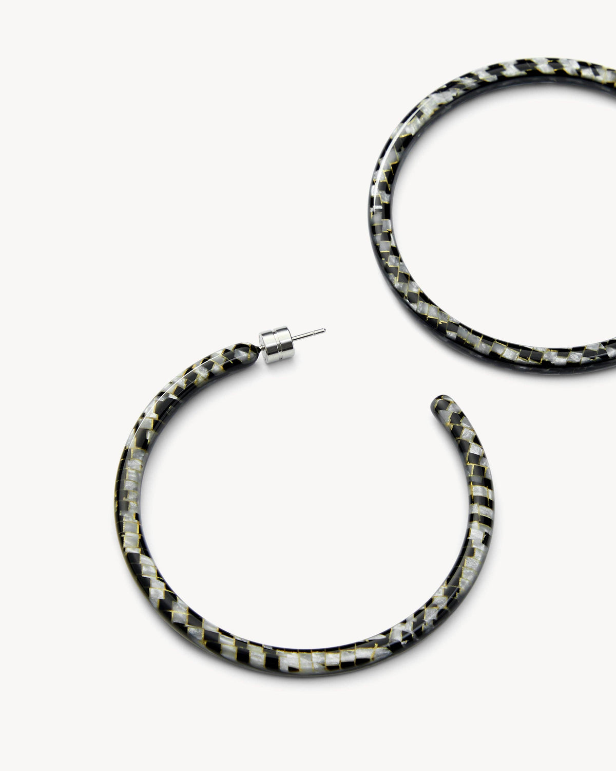 Machete Large Hoops in Perle Noir