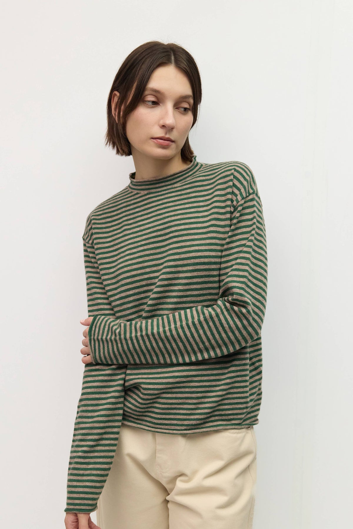 All Row The Cierra Sweater | Striped Mockneck Sweater