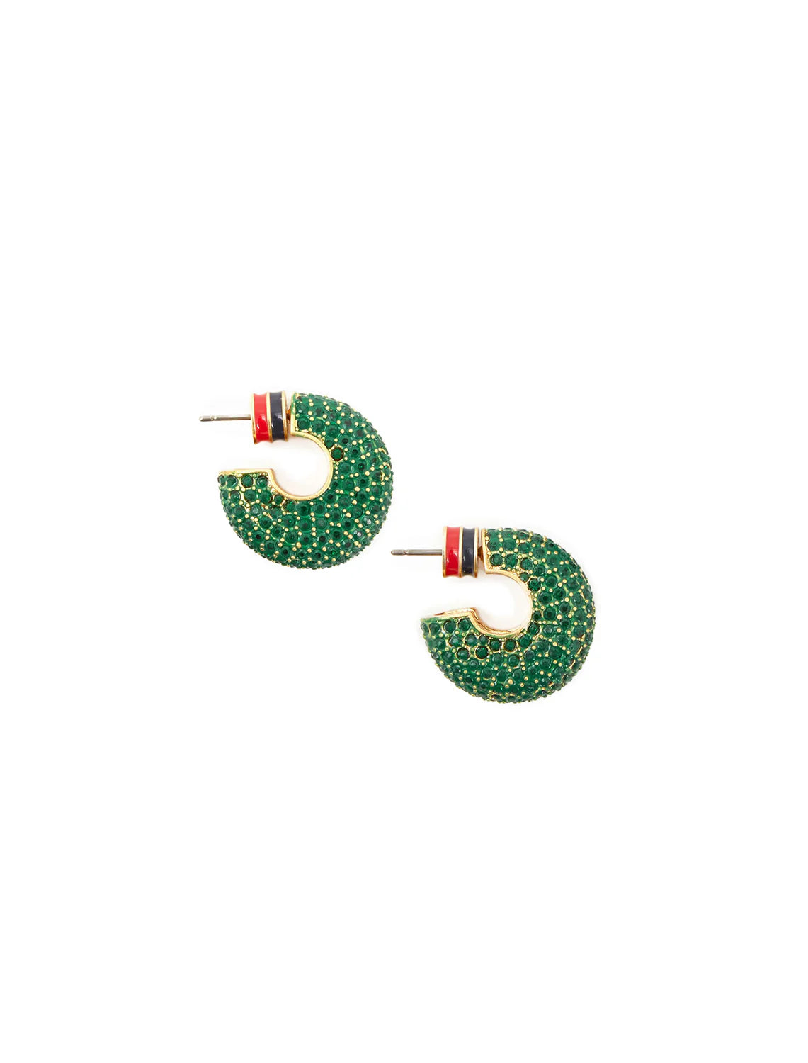 Clare V Le Hoop Pave Earrings - Gold/Emerald JW-ER-EA-100043