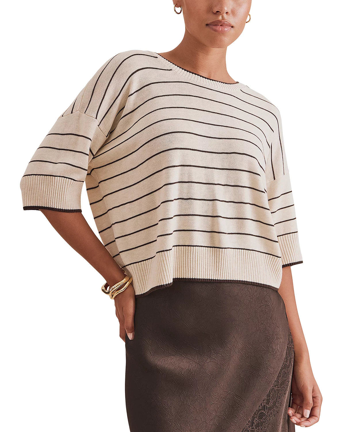 Splendid Georgie Short Sleeve Stripe Sweater RF6S612