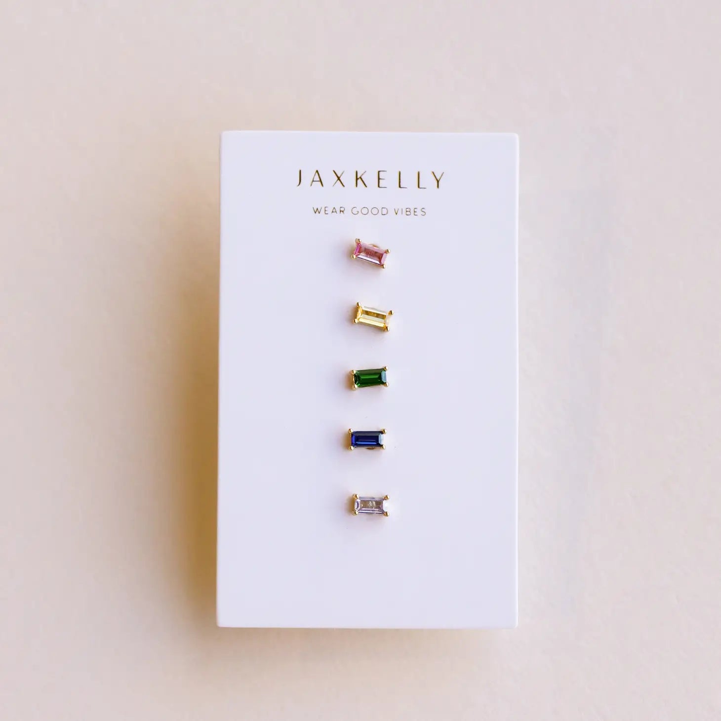 JaxKelly Baguette Rainbow Earrings