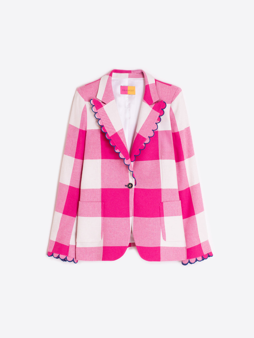 Vilagallo Pink Gingham Jacket with Scallop Trim 33210