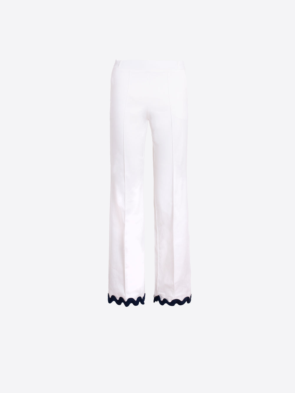 Vilagallo White Trousers with Ribbed Hem 33291