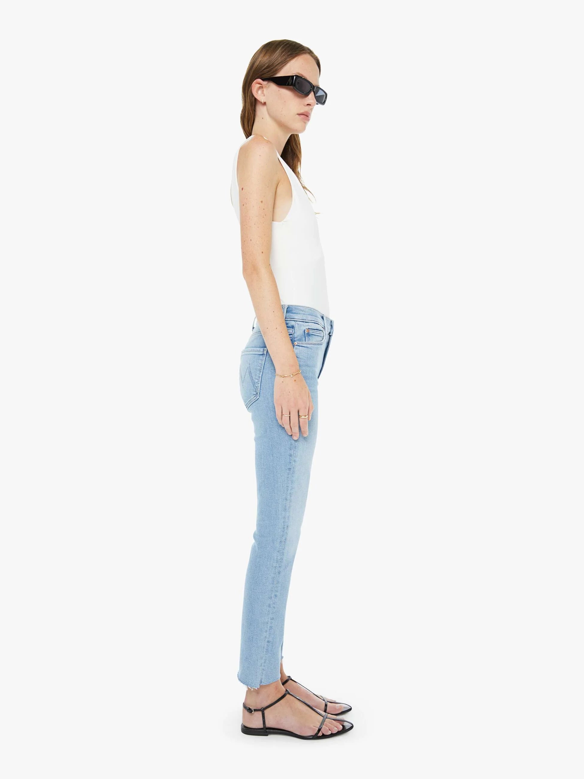 Mother Mid Rise Dazzler Ankle Fray Jean 1906-1008