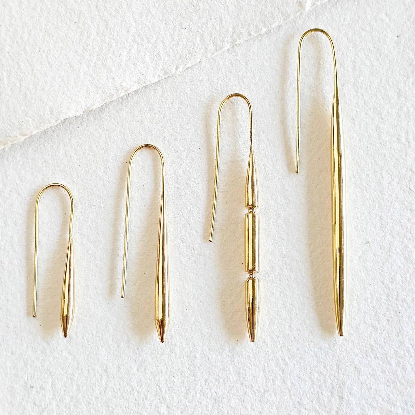 Bisjoux Brass Drop Needle Spear Spike Earrings
