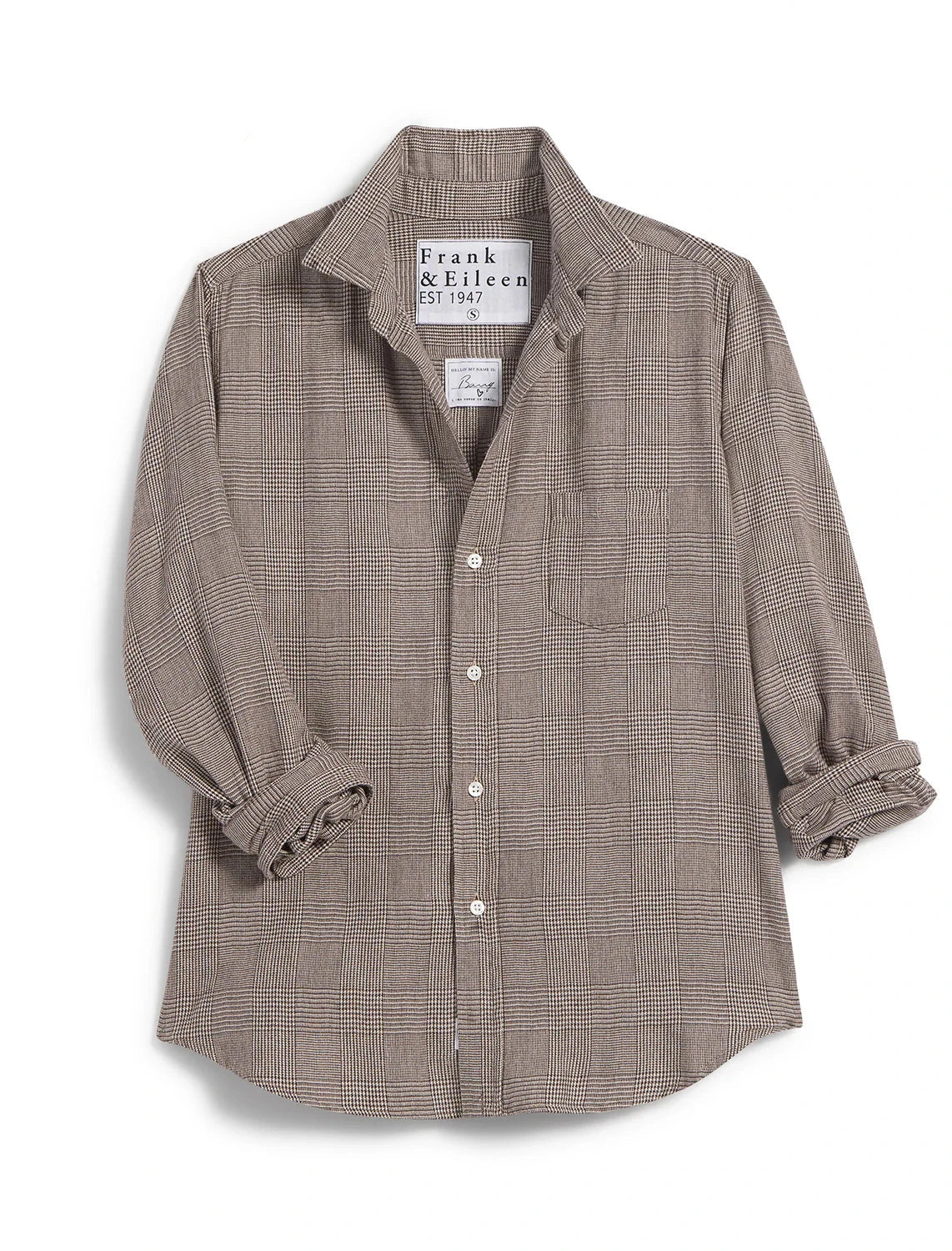 Frank & Eileen Barry Tailored Button Up - Brown Herringbone