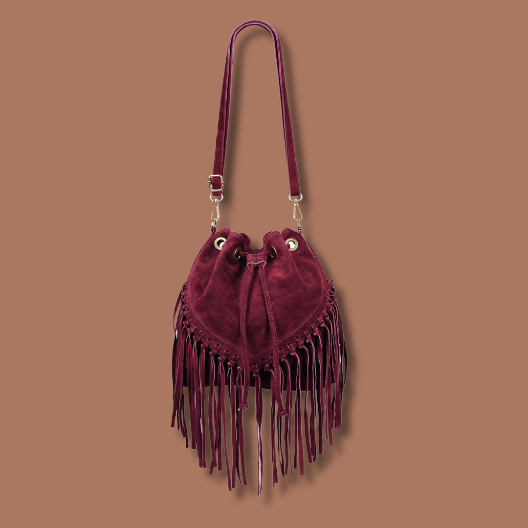 European Leather Collection Fringed Suede Bag